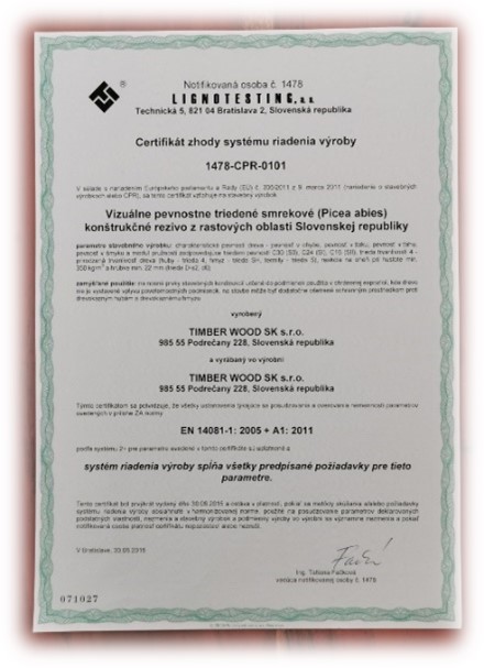 Certifikát zhody 1478-CPR-0101